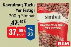 SİMBAT KAVRULMUŞ TUZLU YER FISTIĞI 200 G fiyat ve kampanya bilgisi